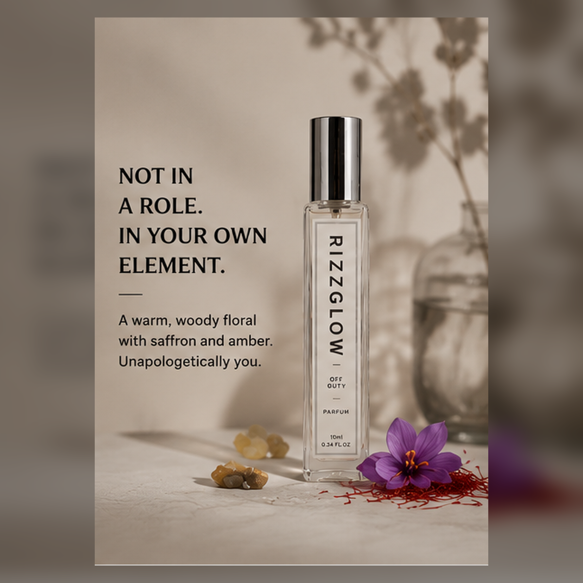 【Saffron Woody Floral · Unbothered】Off Duty 10ml Pocket Parfum (E3 V4) – Rose, Sandalwood & Musk | Unisex Fragrance