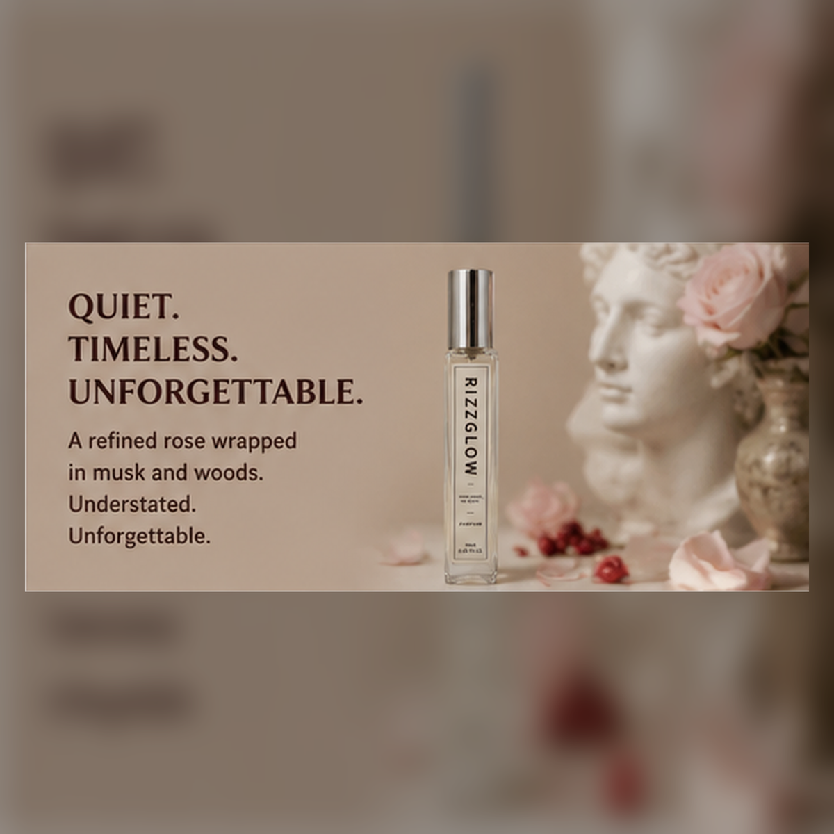 【Woody Rose Musk · Serene】Quiet Gallery Rose 10ml 20% Pocket Parfum (E4 V7) – Rose, Guaiac Wood & Musk | Unisex Fragrance