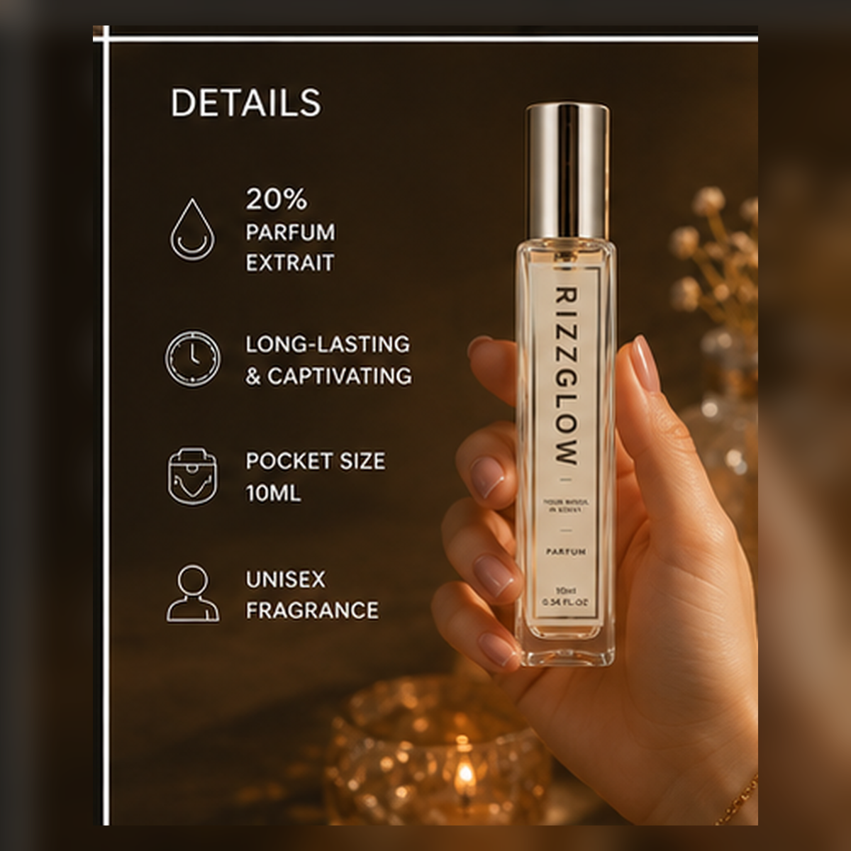 【Warm Woody Vanilla · Comforting】Golden Hour Ease 10ml Pocket Parfum (E3 V8) – Vanilla, Musk & Woods | Unisex Modern Fragrance
